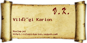 Világi Karion névjegykártya